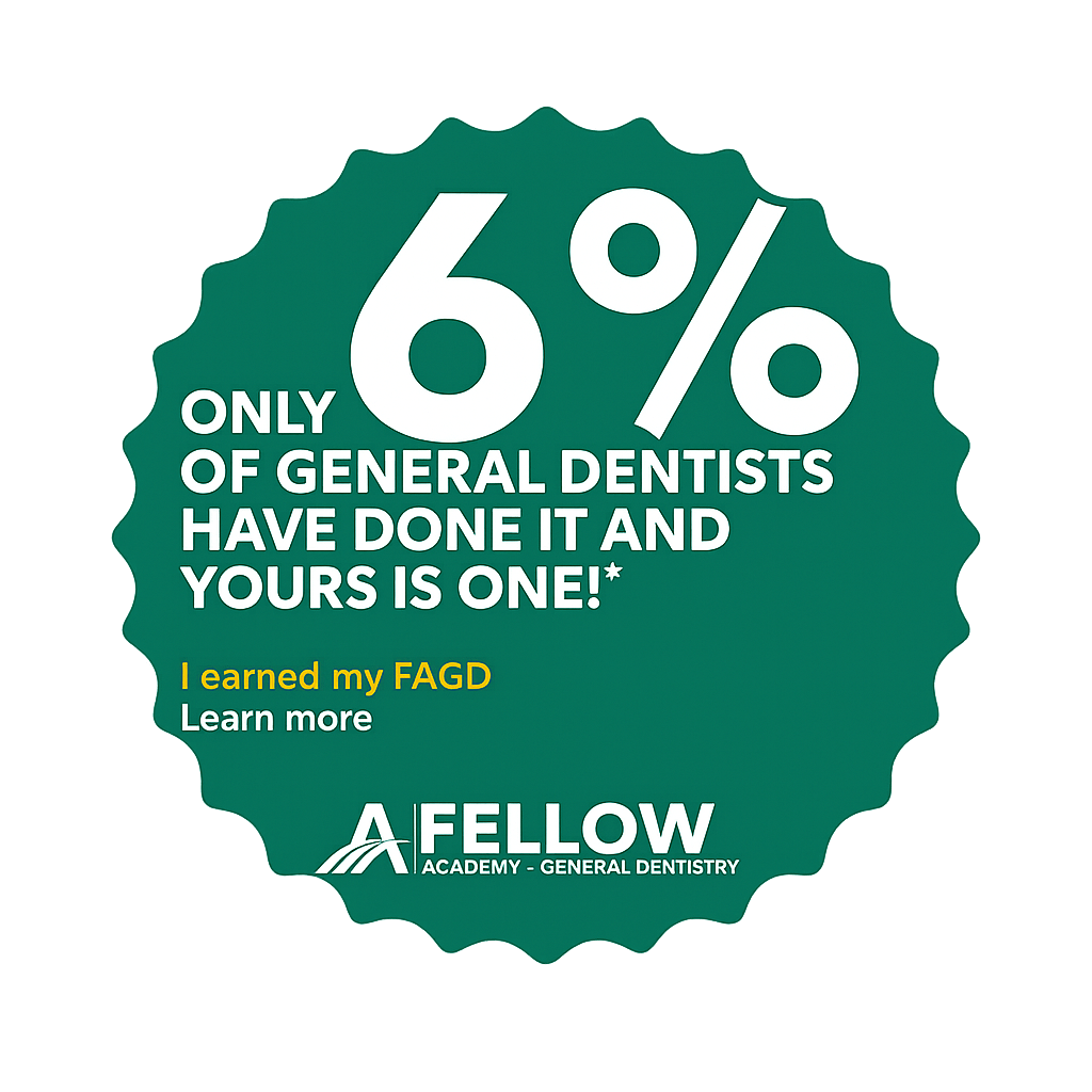 Fellow of the Academy of General Dentistry badge earned by Birk Dental in Creve Coeur, MO